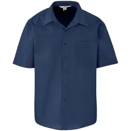 Mens Short Sleeve Micro Check Shirt Navy